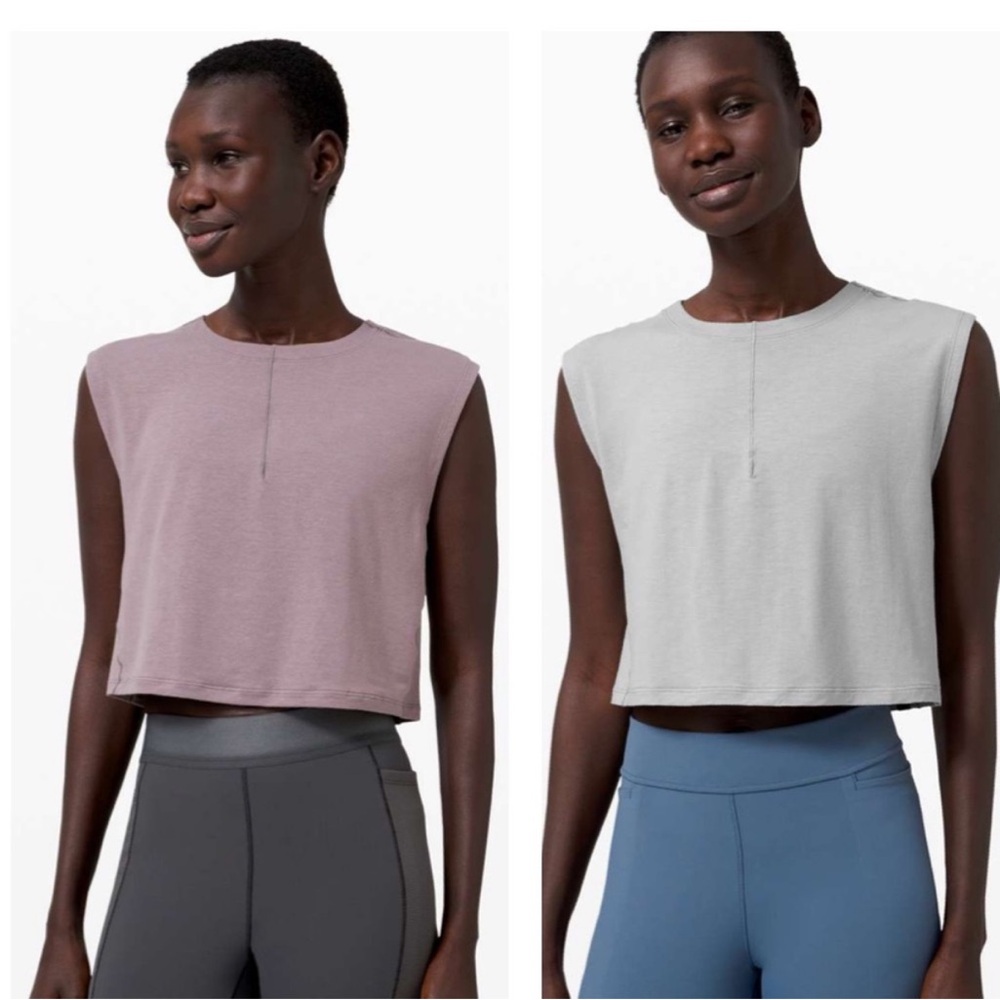 Bundle of Lululemon Esker Cropped Tank *lab Lunar Rock and Silver Drop